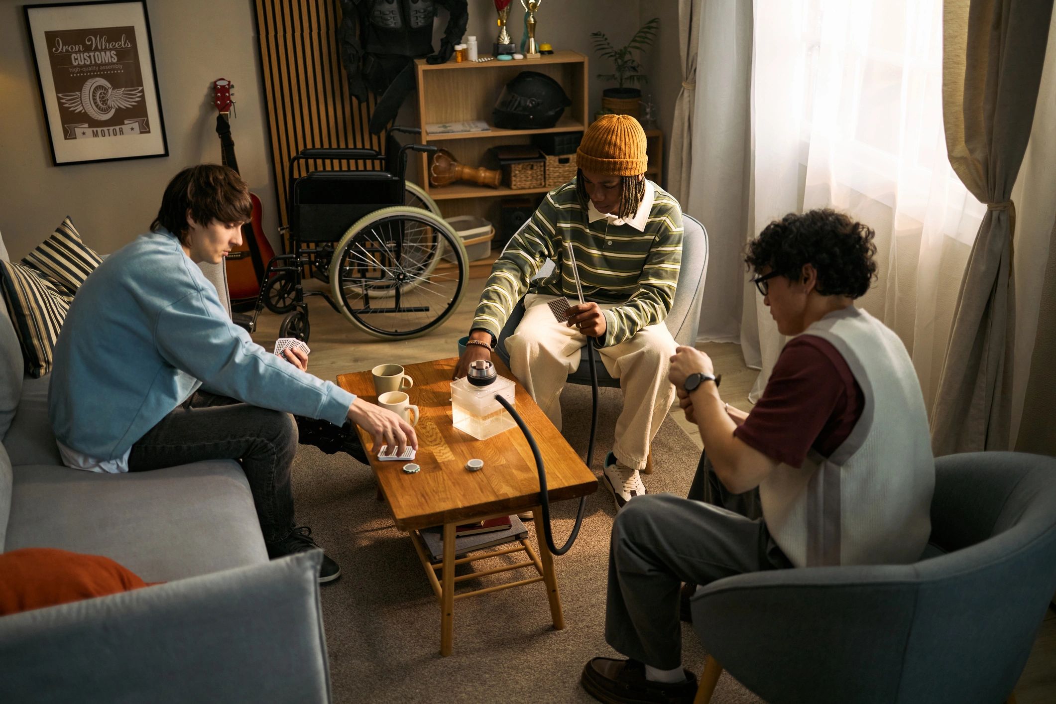 Inclusive community gathering with young people connecting indoors